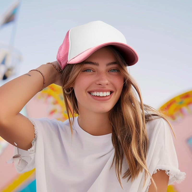 DALIX Two Tone Trucker Hat Summer Mesh Cap with Adjustable Snapback Strap - Image 3